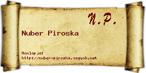 Nuber Piroska névjegykártya